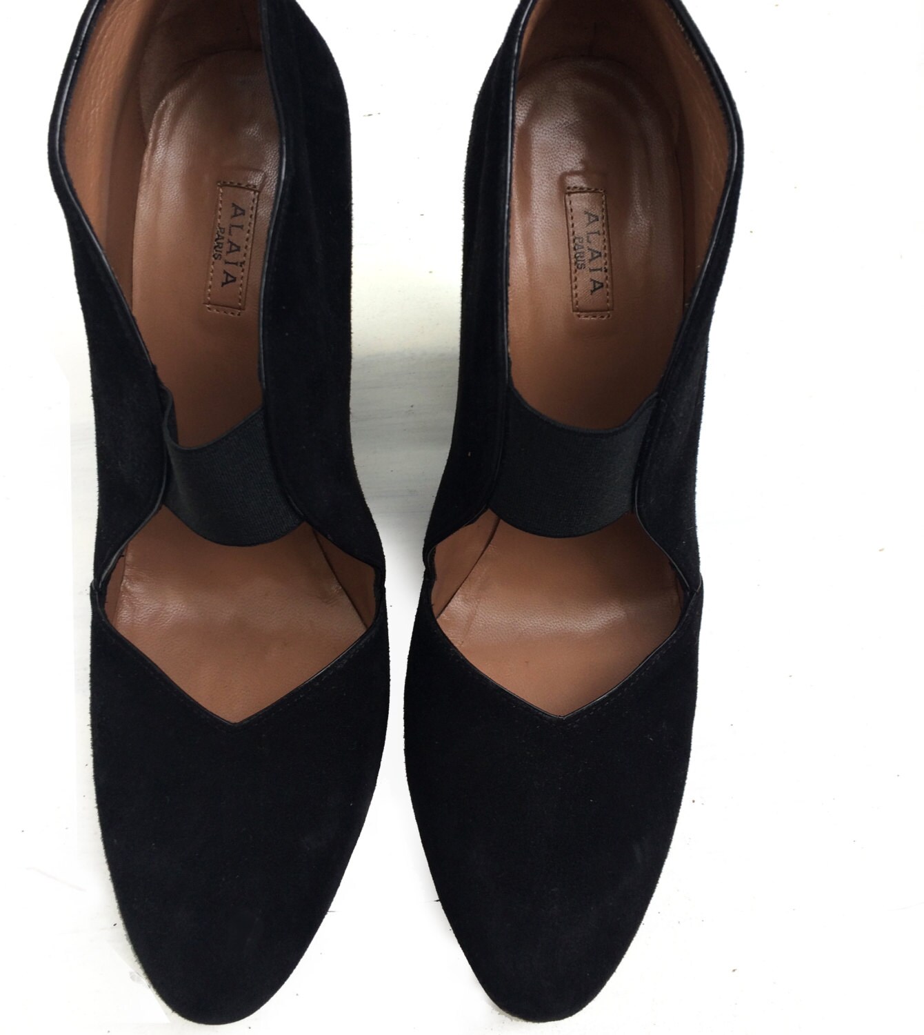 ALAIA PUMP 1 CM IN CHERRY RED SUEDE MIX BLACK CALFSKIN