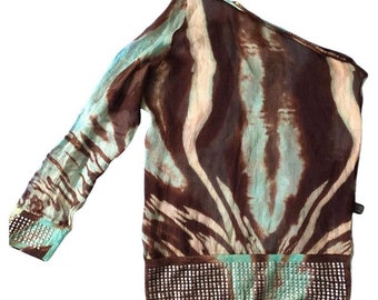 2000s Just Cavalli Print Chiffon Top