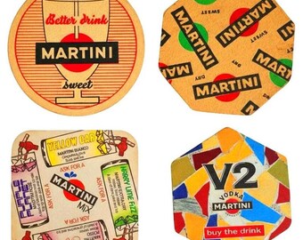 1986 Martini Rossi Cardboard Mat Coasters Set of 4