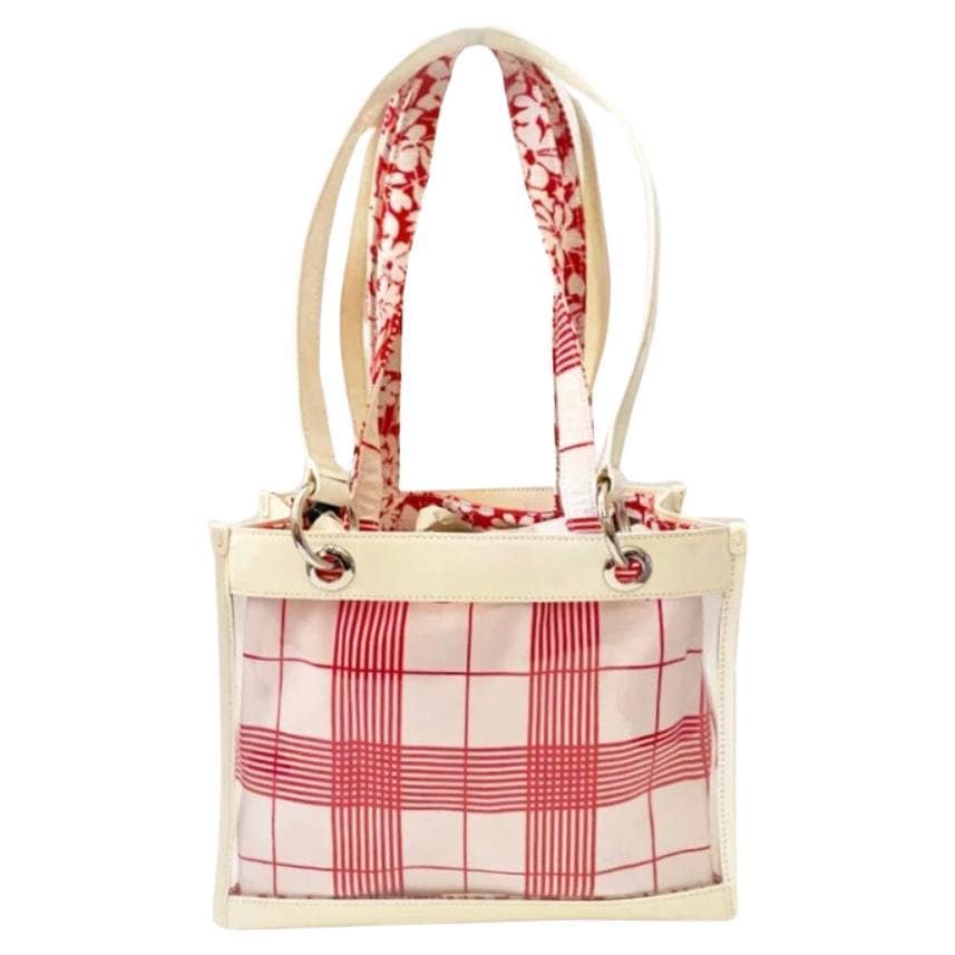 2000s Burberry Clear Plastic Floral Red White Nova Check Shoulder Bag Etsy