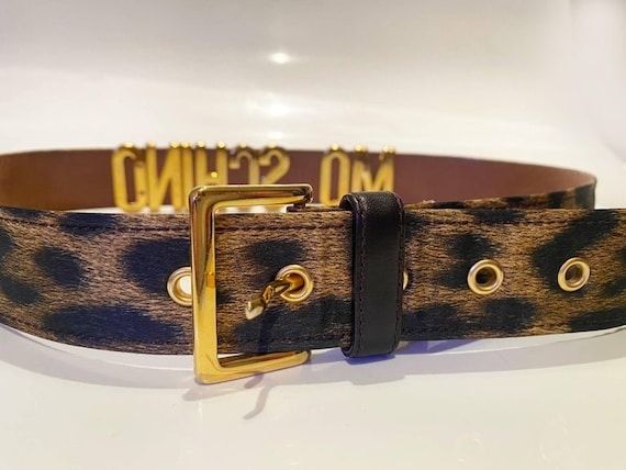 1980s Moschino by Redwall Logo Lettering Animal Print Belt  display picture 1