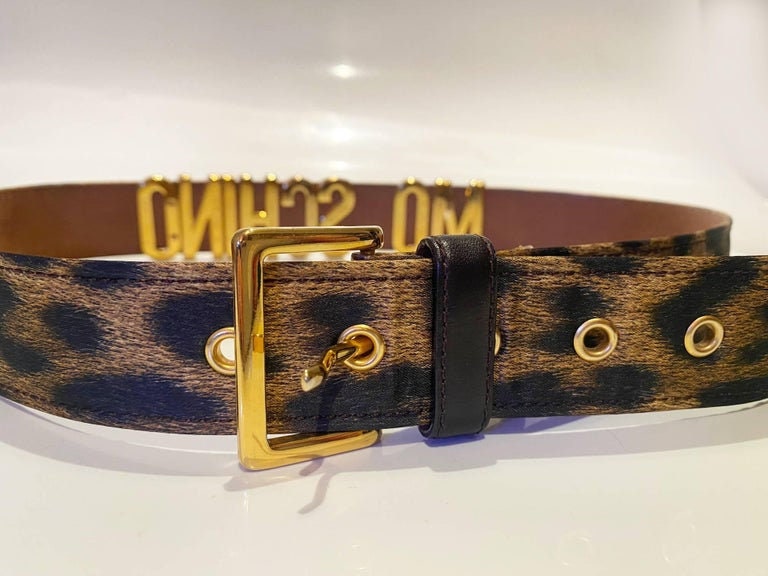 1980s Moschino by Redwall Logo Lettering Animal Print Belt  display picture 3