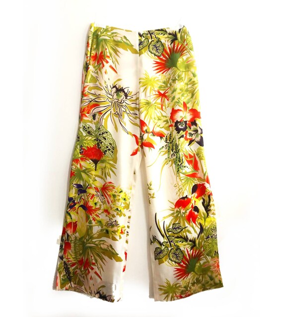 Kenzo silk wide leg floral print trousers