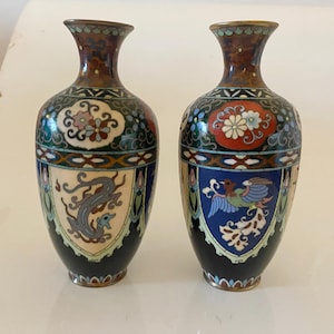 2 Antique Japanese Vases in Cloisonne,  1800s