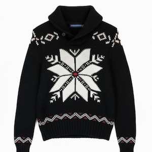 Jersey nórdico de lana azul marino con copos de nieve de Polo Sport Ralph Lauren de los años 90.