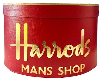 1960s Harrods of London Red Hat Box