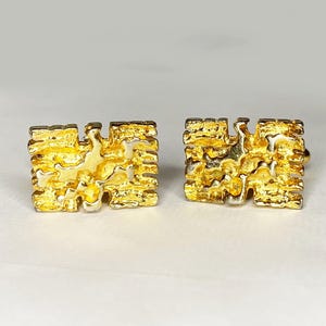 1980s Christian Dior Gold Gold Tone Brutalist Nugget Cufflinks