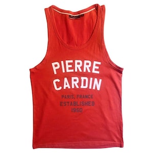 1990s Pierre Cardin Red Print Sport Casual Tank Top