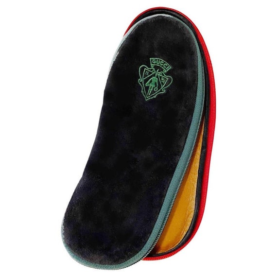 1980s Gucci Black Suede Slippers Travel Zipped Case Etsy Canada