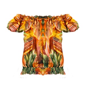 2000s Roberto Cavalli Chiffon Puffy Sleeve Top Size 42