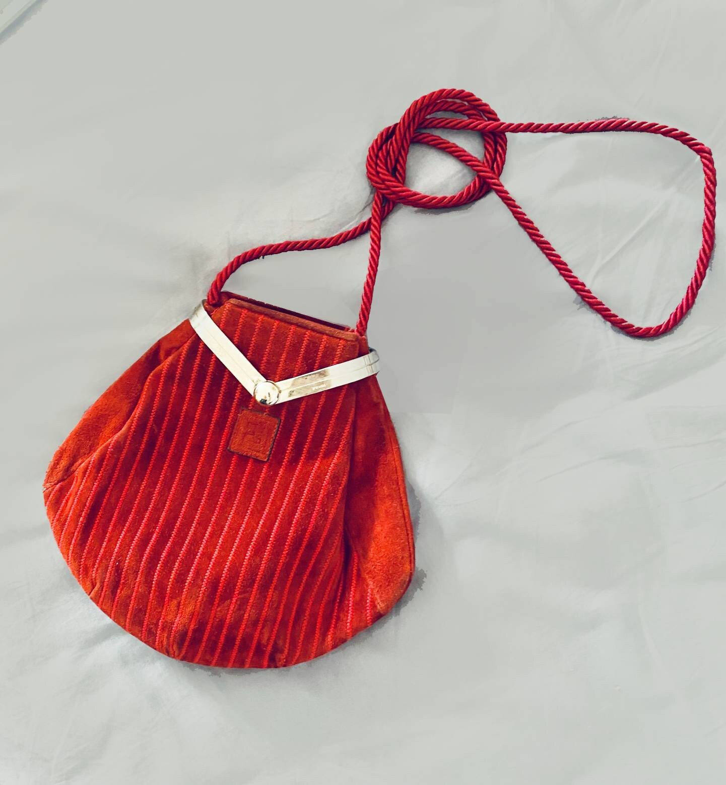 1980s Fendi Red Suede Metal Closure Pouch Bag – style - CHNGR