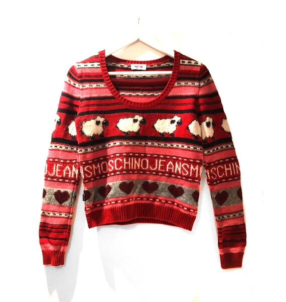 Moschino novelty knit wool sweater