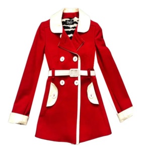 1990s Dolce & Gabbana DG Red Retro Runway Coat