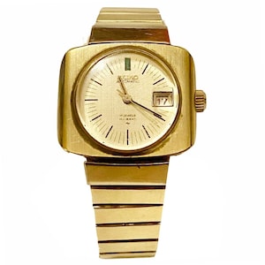 1970s Seiko Gold Plated Square Gold Plated Wrist Watch