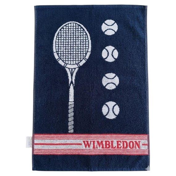 1980s Wimbledon Tennis Navy Cotton Neck Vintage Towel