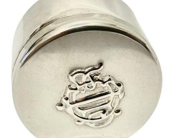 1980s Christian Dior Vintage Silver Plated Monogram Pill Trinket Jewelry Box