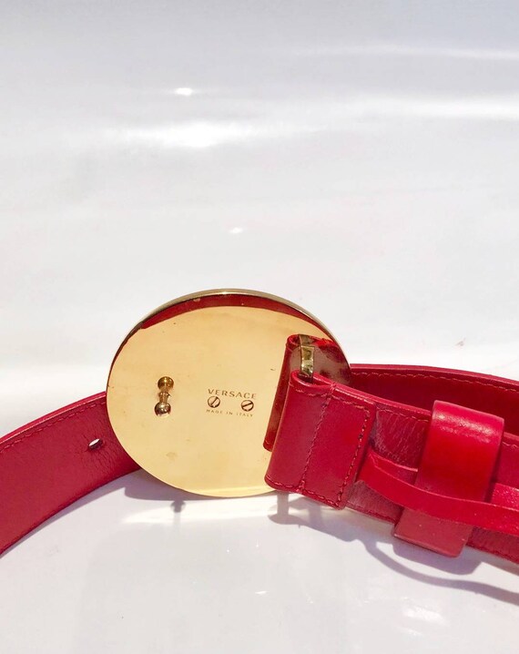 Versace Red Leather Gold Medusa Metal 