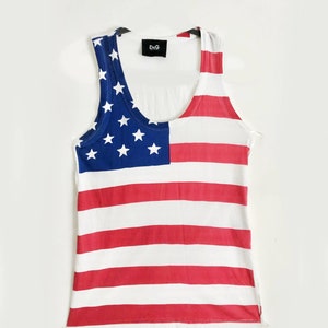 1990s Dolce & Gabbana USA Flag Print Tank Top
