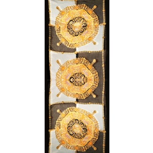 1990s Versace Multicolor Medusa Chiffon Silk Scarf