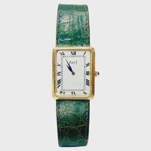 1970s Piaget Rectangular Tank Hand Wound 929 18K Roman Numbers Wrist Watch