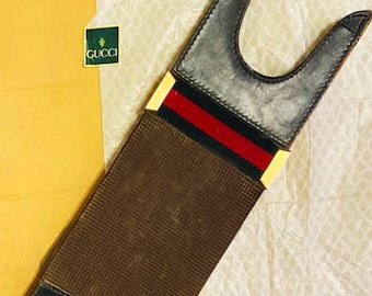 1980s Gucci Equestrian Wooden Web Stripe Boot Jack