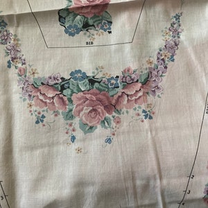 Vintage Floral Fabric Panel for Bib Apron | Romantic Rose Pattern | Pastel Floral Sewing Craft | DIY Apron Kit