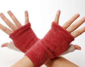 Custom Soft Merino Wool fingerless gloves / wrist warmers / texting gloves - Eco Friendly Upcycle