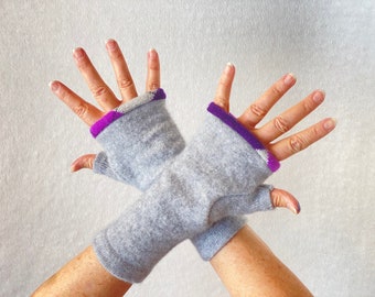 Custom Cashmere Fingerless Gloves: Upcycled Eco-Friendly Wrist Warmers