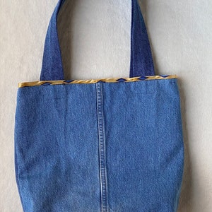 Custom: Large Blue Jean Tote Bag Upcycled From Vintage Blue - Etsy