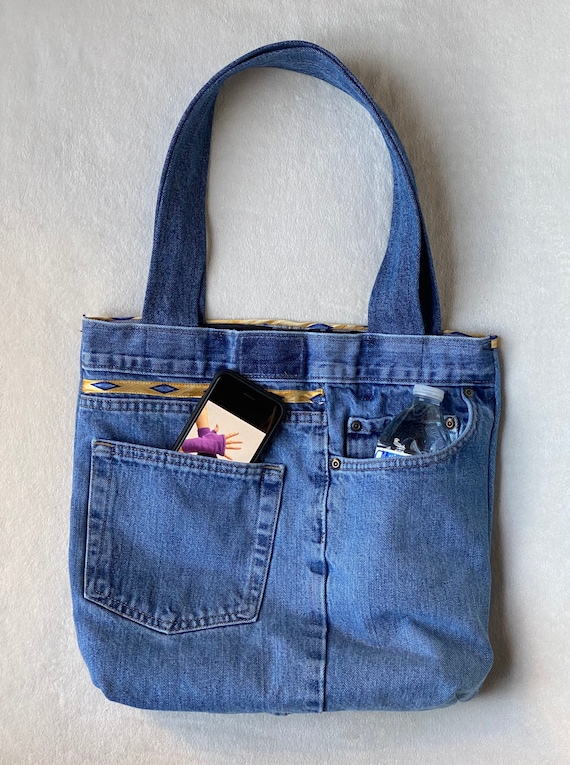  INTOA design Handmade Denim Coin Purse of Recycled Jeans,  Medium Blue : Handmade Products