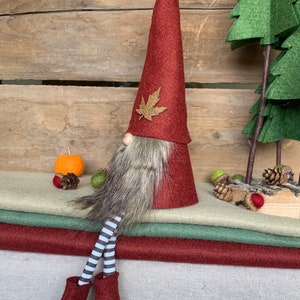 Fall/autumn Gnome Nisse 9 Inch Crimson Red Color With Brown Beard and ...