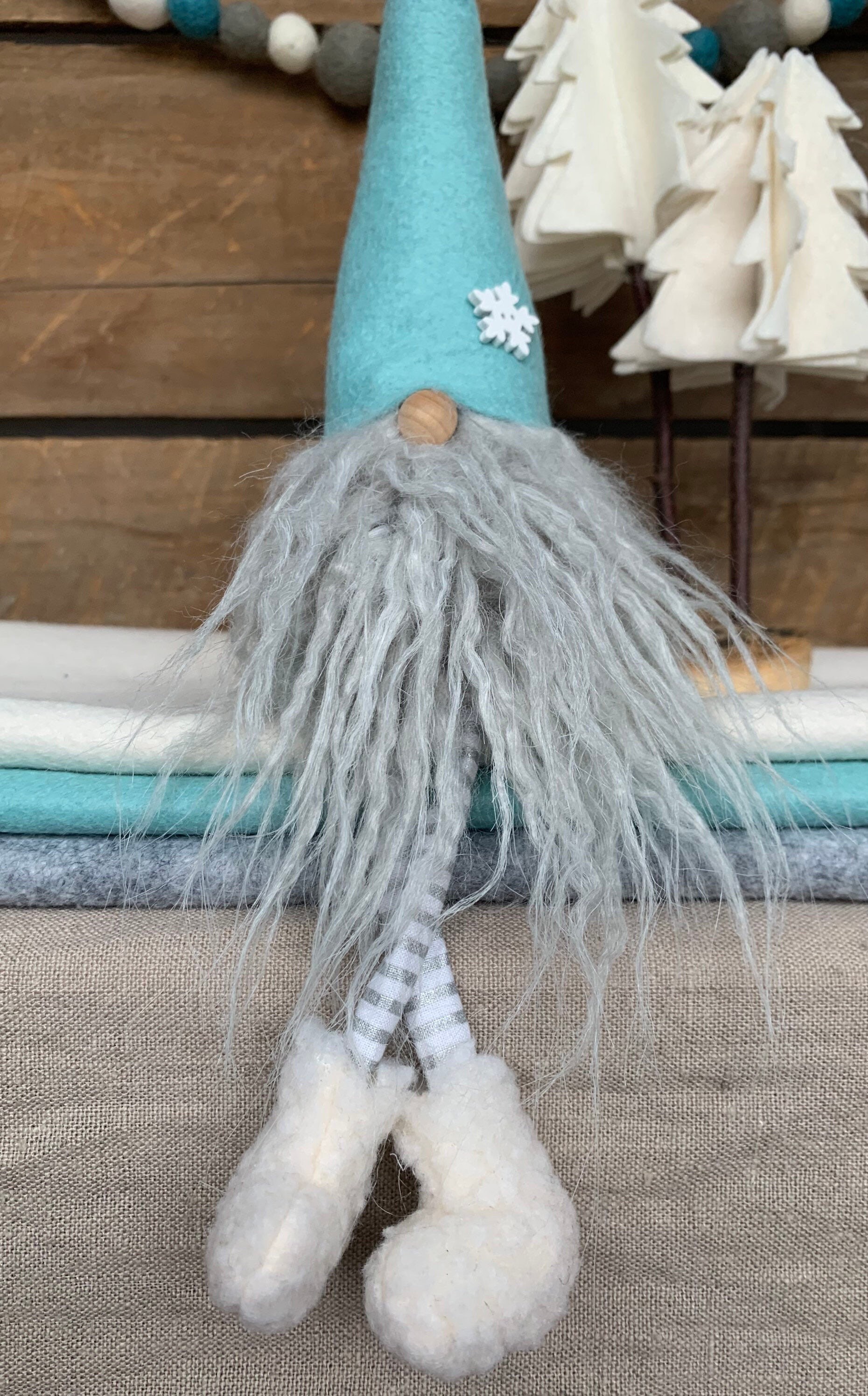 Christmas/winter Gnome Nisse - ( 9 Inch) Salt Water Blue Color With ...