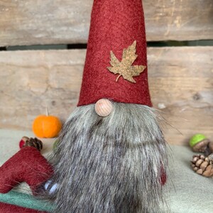 Fall/autumn Gnome Nisse 9 Inch Crimson Red Color With Brown Beard and ...