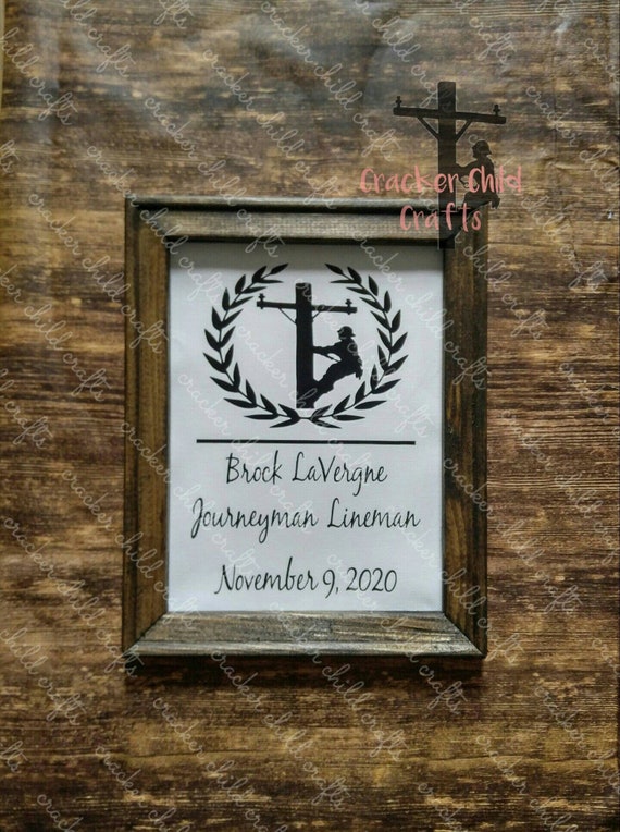 Personalized Farmhouse Inspired Lineman Framed Canvas Sign - Electrical Lineman Home Decor Personalized Farmhouse Inspired Lineman Framed Canvas Sign - Electrical Lineman Home Decor