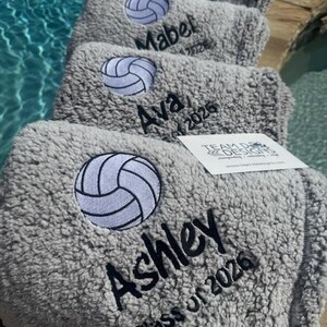 Personalized Volleyball Blanket, Embroidered Plush Fleece image 2