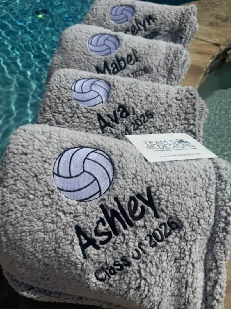 Personalized Volleyball Blanket, Embroidered Plush Fleece image 2