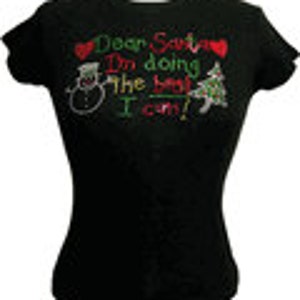 SALE Crystal Dear Santa Tee many styles and sizes, Ships quick