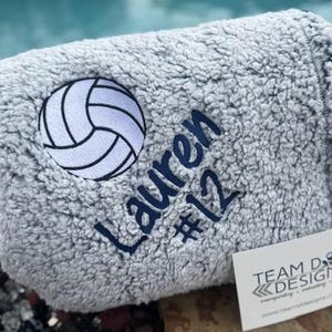Personalized Volleyball Blanket, Embroidered Plush Fleece image 4