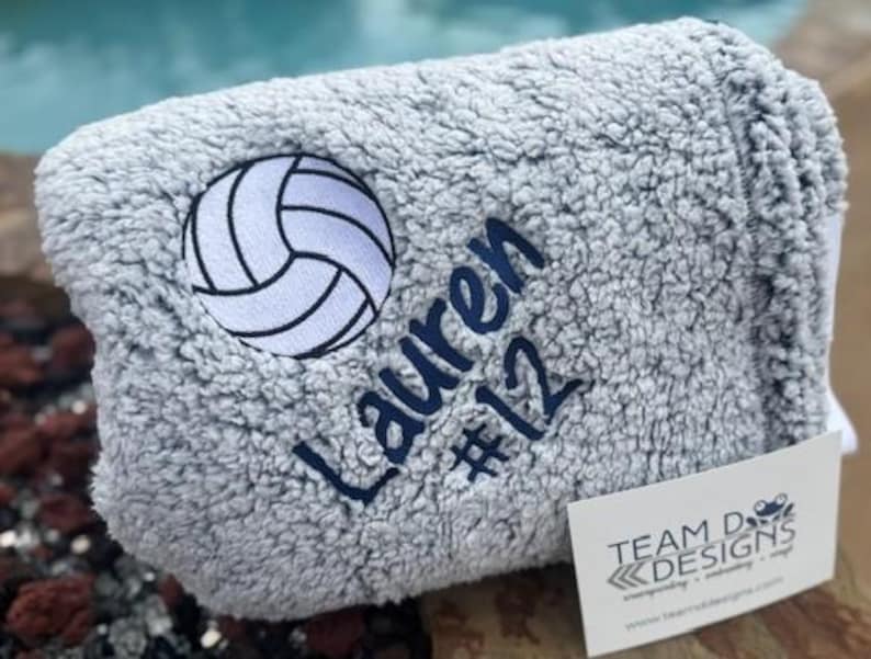 Personalized Volleyball Blanket, Embroidered Plush Fleece image 4