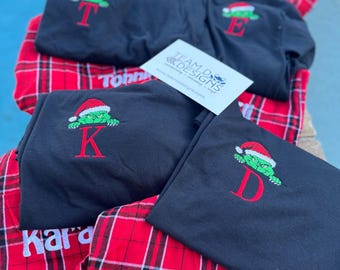 CHRISTMAS UNISEX Family Monogrammed Flannel Cotton Plaid Pajama Pant/Christmas Morning Pj Sets/XS thru 4XL Shipping Quick