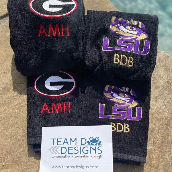 Custom Golf Towel/Personalized Golf Towels/ Grad Gift  College HS/ Personalized Team Golf Towel/ Custom Golf Towel/ College Team Golf Towel