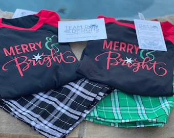Plaid Pajama Christmas Pajama Shorts Family CUSTOM CHRISTMAS