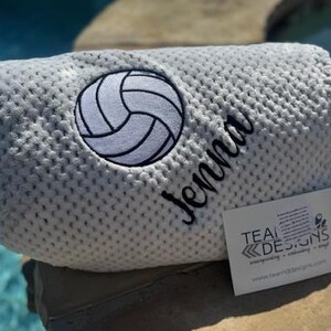 Personalized Volleyball Blanket, Embroidered Plush Fleece image 10