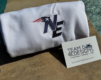 Embroidered New England Patriots Crewneck or Hoody Sweatshirt, Football Fan Apparel