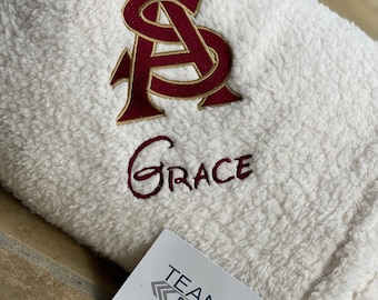 Custom Embroidered Plush Blanket - Personalized College Logo Blanket