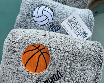 Personalized Plush Sports Blanket, Embroidered Team Gift