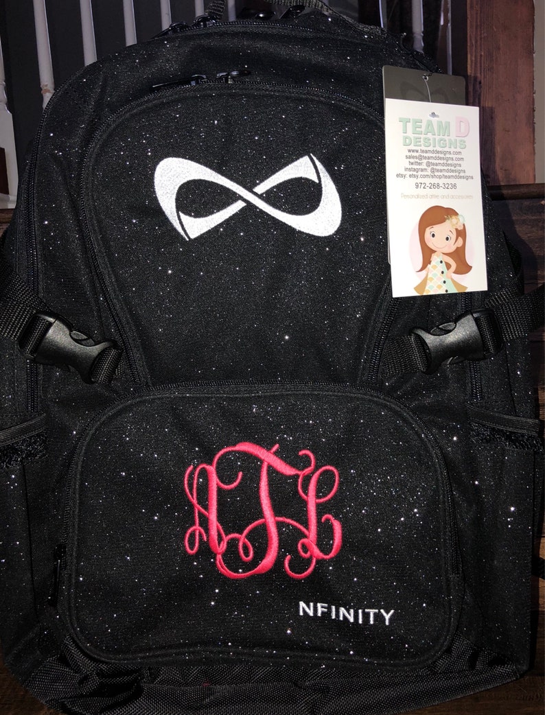 Nfinity Sparkle Backpack with embroidery BLACK WITH WHITE Etsy