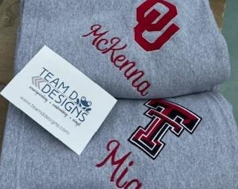 Personalized Fleece Sweatshirt Blanket: College, HS, Grad Gift
