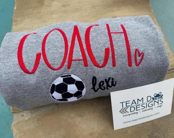 Personalized Coach Embroidered Crewneck Sweatshirt, Custom Sport Gift