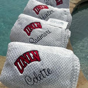 Personalized Plush College Blanket: Embroidered Logo & Name, Grad Gift 画像 2
